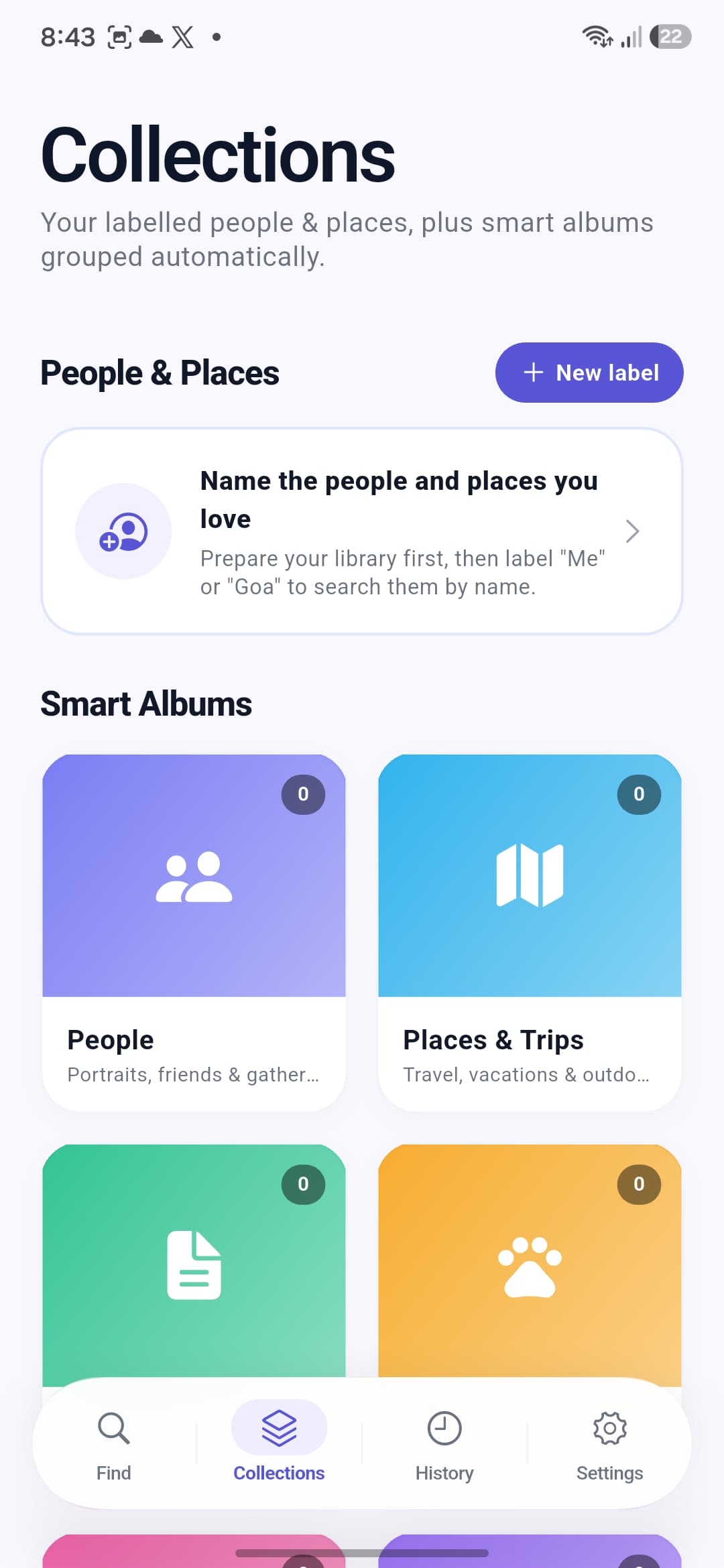 Glimpse smart albums and collections